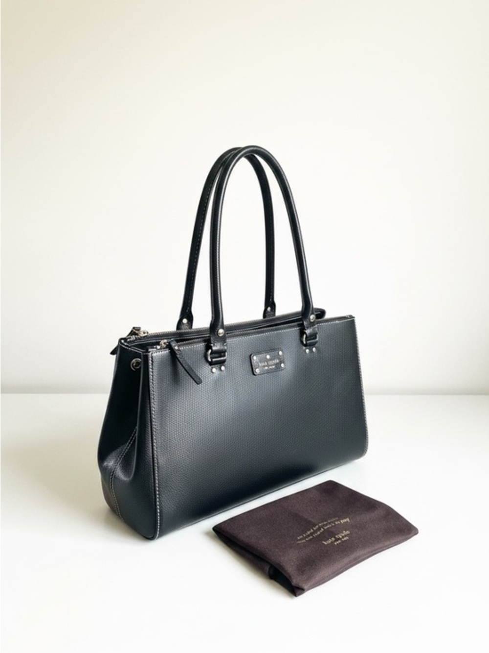 Kate Spade Black East West Structured Leather Tote NWOT